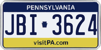 PA license plate JBI3624