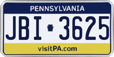 PA license plate JBI3625