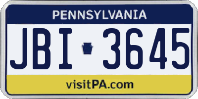 PA license plate JBI3645