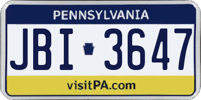 PA license plate JBI3647