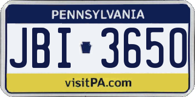 PA license plate JBI3650