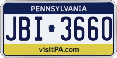 PA license plate JBI3660
