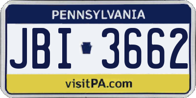 PA license plate JBI3662