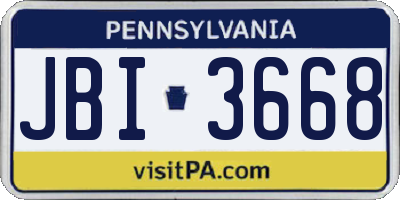 PA license plate JBI3668