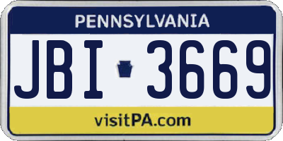 PA license plate JBI3669