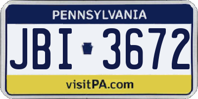 PA license plate JBI3672