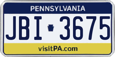 PA license plate JBI3675