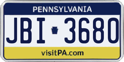 PA license plate JBI3680