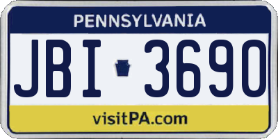 PA license plate JBI3690