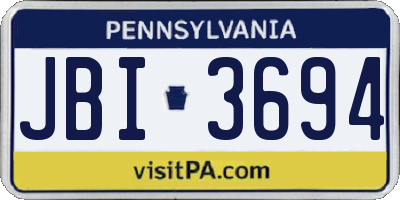 PA license plate JBI3694