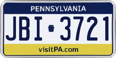 PA license plate JBI3721