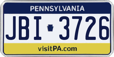 PA license plate JBI3726