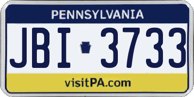 PA license plate JBI3733