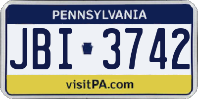 PA license plate JBI3742