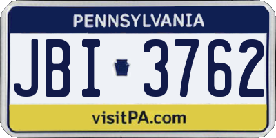 PA license plate JBI3762