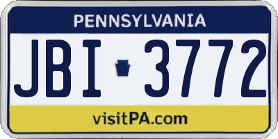 PA license plate JBI3772