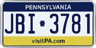 PA license plate JBI3781