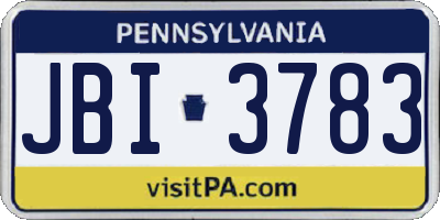 PA license plate JBI3783