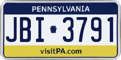 PA license plate JBI3791
