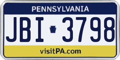 PA license plate JBI3798