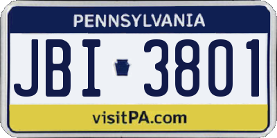 PA license plate JBI3801