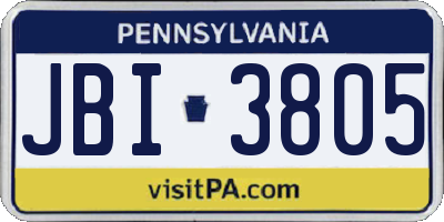PA license plate JBI3805