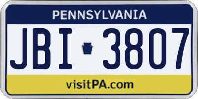 PA license plate JBI3807