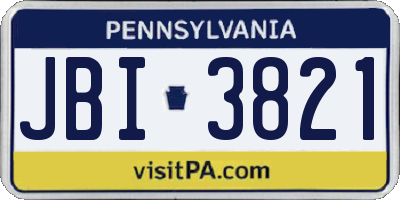 PA license plate JBI3821