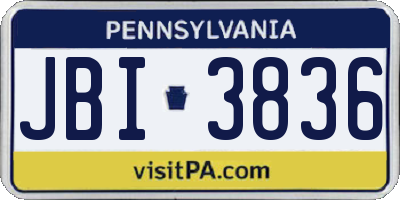 PA license plate JBI3836