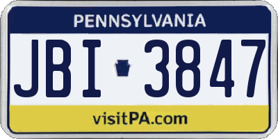 PA license plate JBI3847