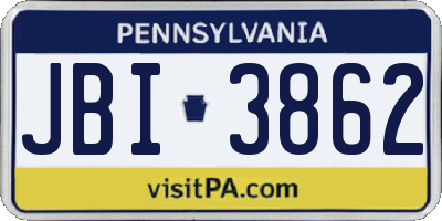 PA license plate JBI3862
