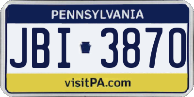PA license plate JBI3870