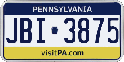 PA license plate JBI3875