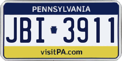 PA license plate JBI3911