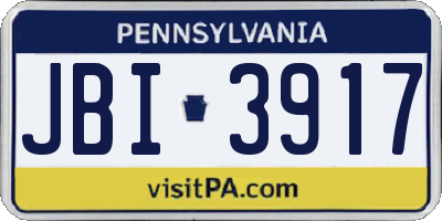 PA license plate JBI3917