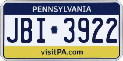 PA license plate JBI3922