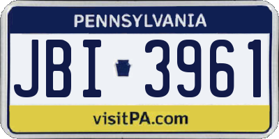 PA license plate JBI3961