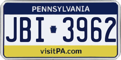 PA license plate JBI3962