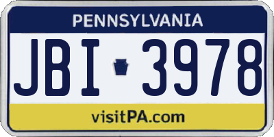 PA license plate JBI3978