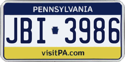 PA license plate JBI3986