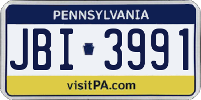 PA license plate JBI3991