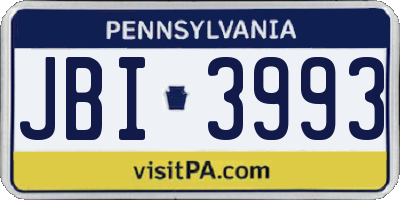 PA license plate JBI3993