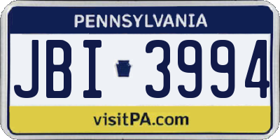 PA license plate JBI3994