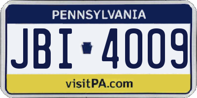PA license plate JBI4009
