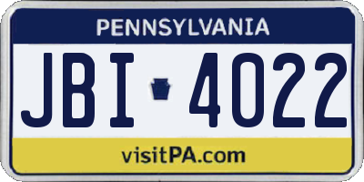 PA license plate JBI4022