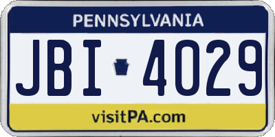 PA license plate JBI4029