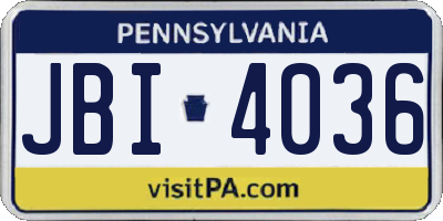 PA license plate JBI4036