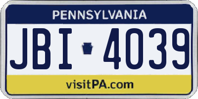 PA license plate JBI4039