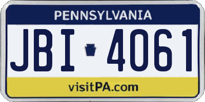 PA license plate JBI4061