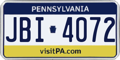 PA license plate JBI4072
